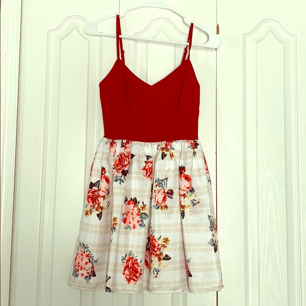 Red floral dress